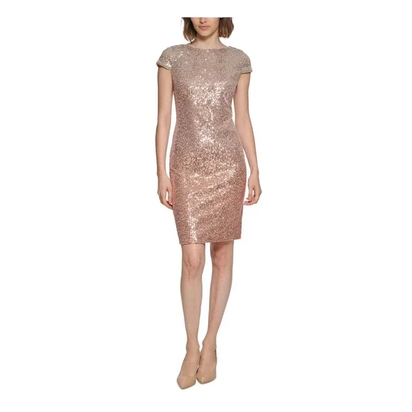 calvin klein sequin cowl back dress Rose Gold Cowl Back Cocktail Dress, Size 8